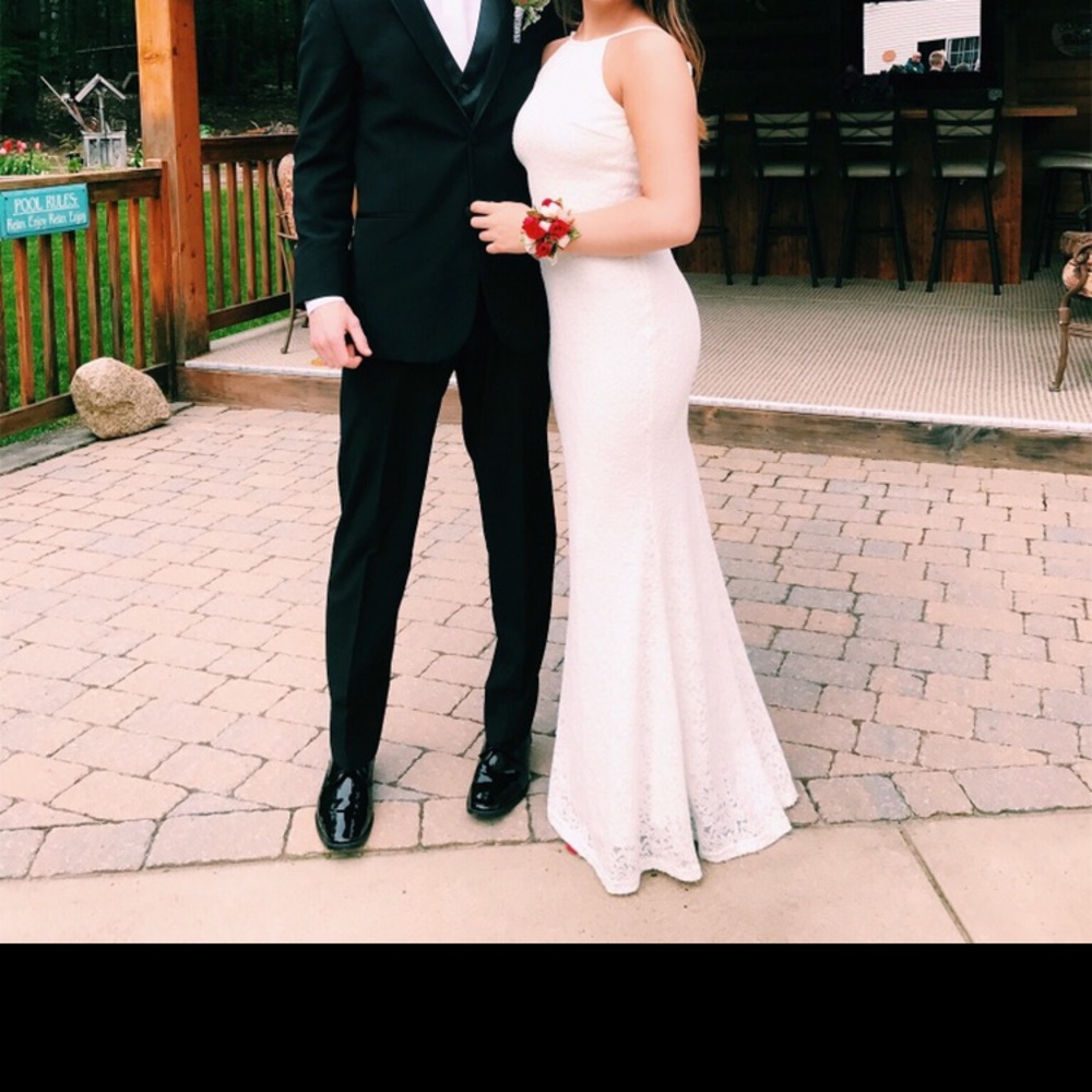 White lace prom dress